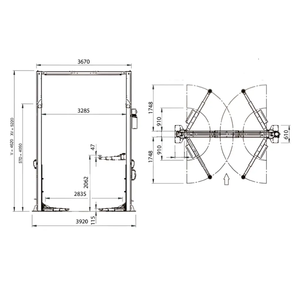HPA 2 Post P2C 245C 4.5t Lift