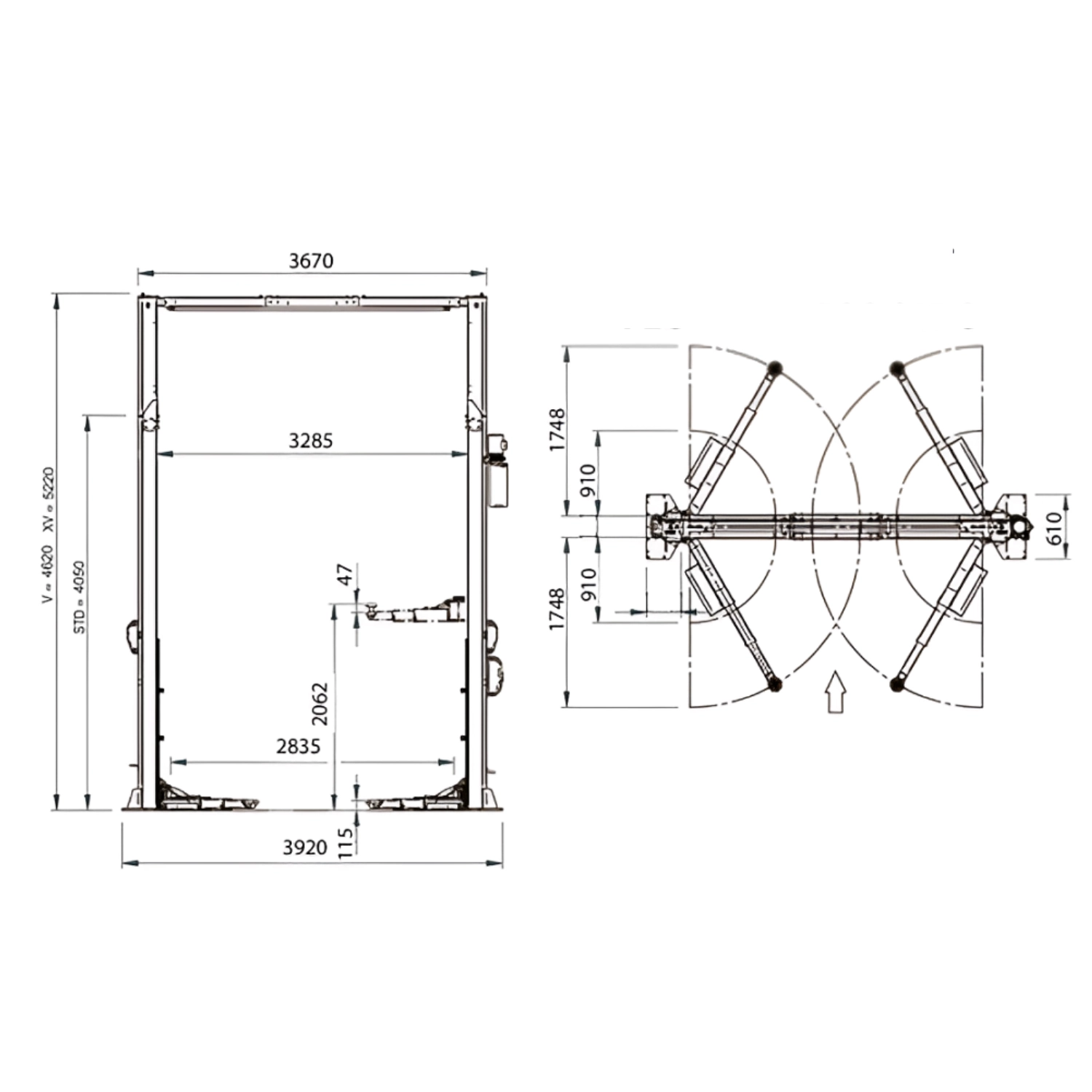 HPA 2 Post P2C 245C 4.5t Lift